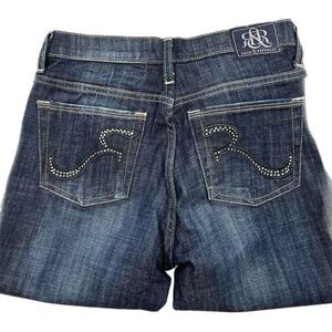 Rock & Republic Jeans Womens 8 Denim Embellished Bootcut Mid Rise Dark Wash
